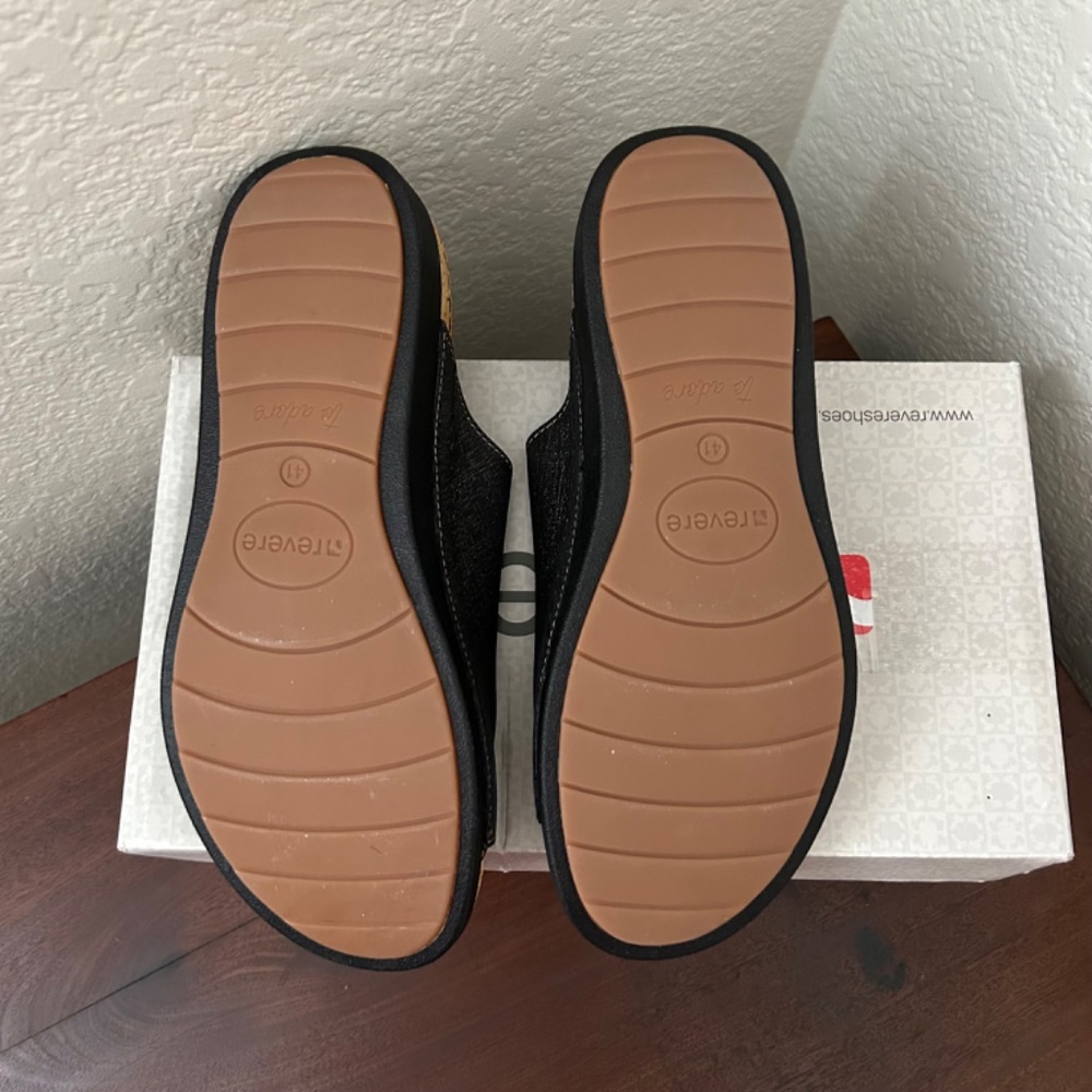 Revere Women's Antalya Slide Sandal Black Linen EU41 US 10 - 10.5 W BRAND NEW - Picture 5 of 7